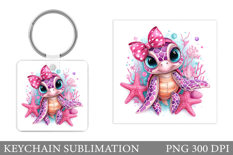 Turtle Keychain Sublimation. Turtle Keychain Design