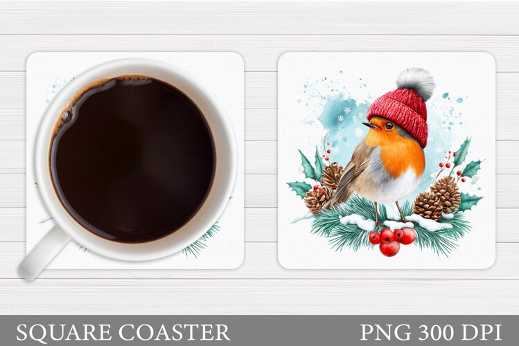 Christmas Bird Coaster Design. Christmas Coaster Sublimation example image 1