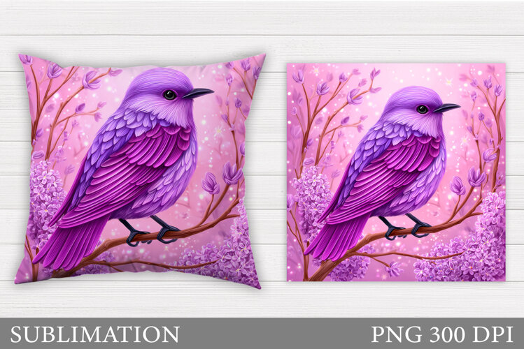Bird Flowers Pillow Design. Bird Pillow Sublimation example image 1