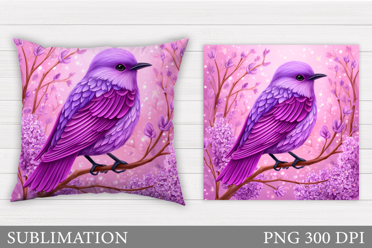 Bird Flowers Pillow Design. Bird Pillow Sublimation