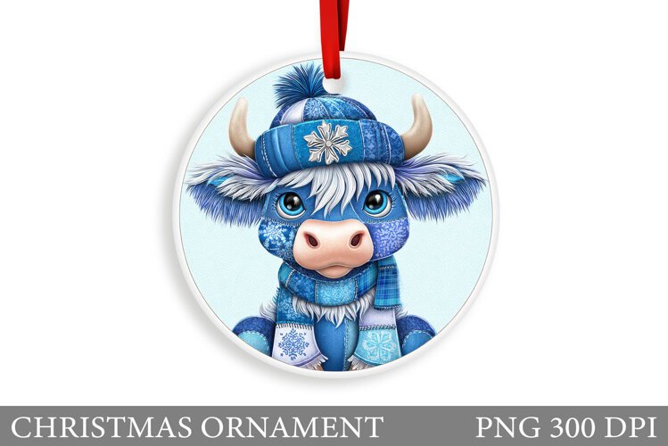 Cute Cow Christmas Ornament. Christmas Ornament Sublimation example image 1