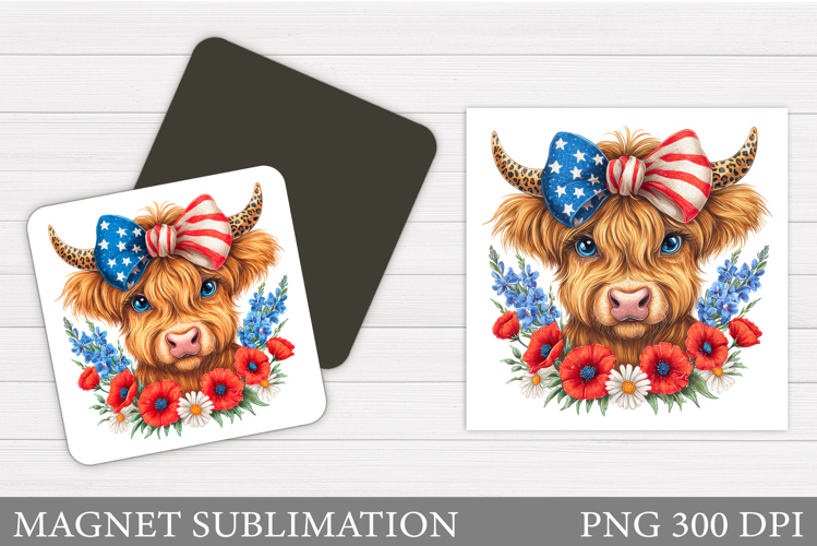 Patriotic Cow Magnet Design. Patriotic Magnet Sublimation