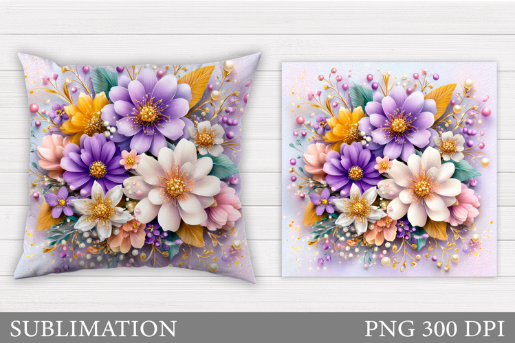 Floral Pillow Sublimation. Flowers Sublimation