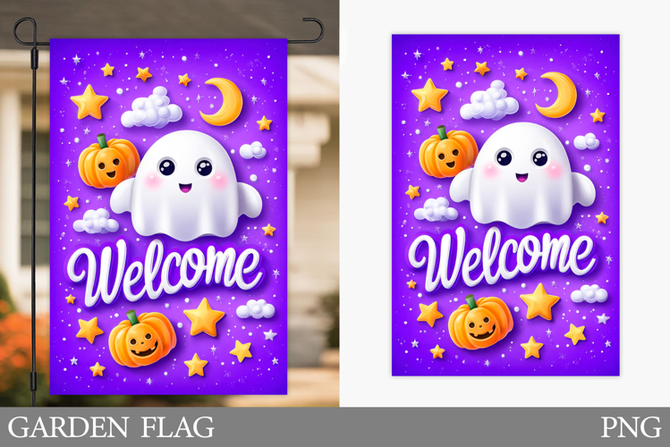 Welcome Garden Flag. Cute Halloween Garden Flag Design