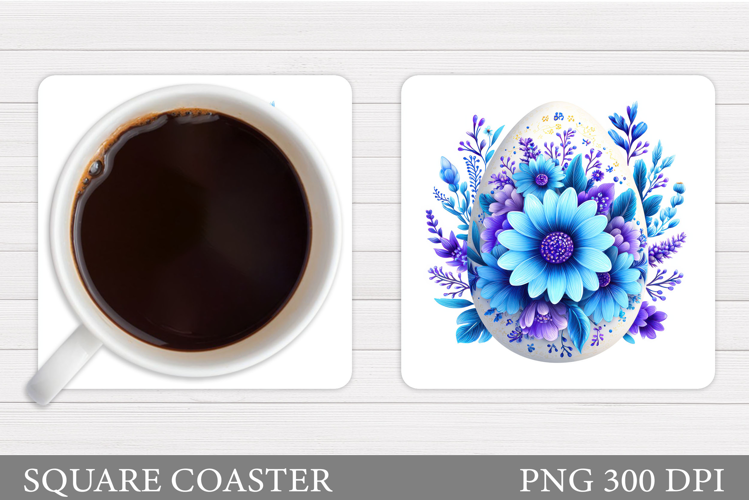 Floral Egg Coaster Sublimation. Easter Coaster Design