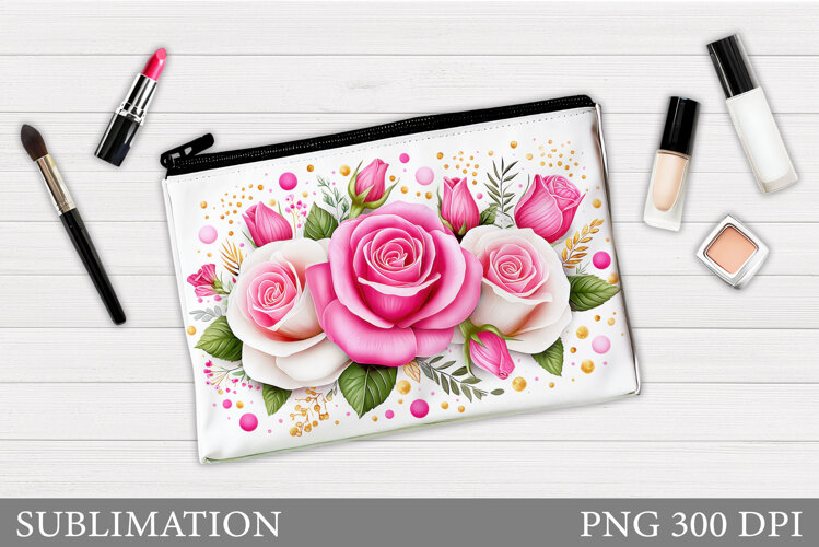 Roses Makeup Bag Design. Roses Sublimation example image 1