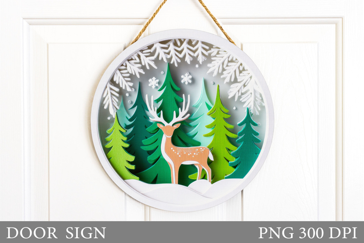 Christmas Deer Door Sign. Christmas Door Sign Sublimation