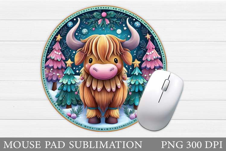Christmas Cow Mouse Pad. Christmas Mouse Pad Sublimation