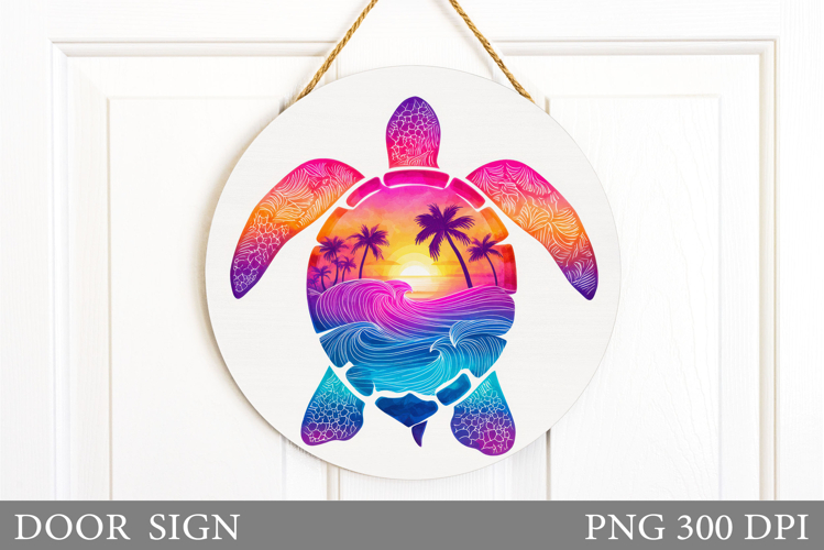 Sea Turtle Door Sign Design. Turtle Sublimation example image 1