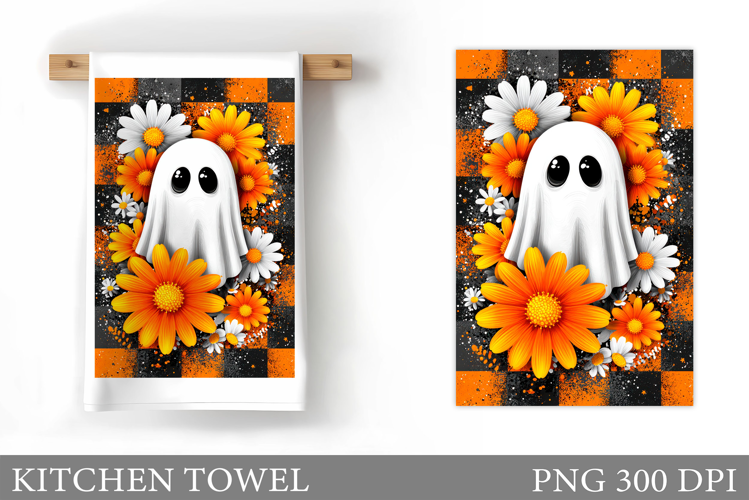 Cute Ghost Kitchen Towel. Halloween Kitchen Towel Design