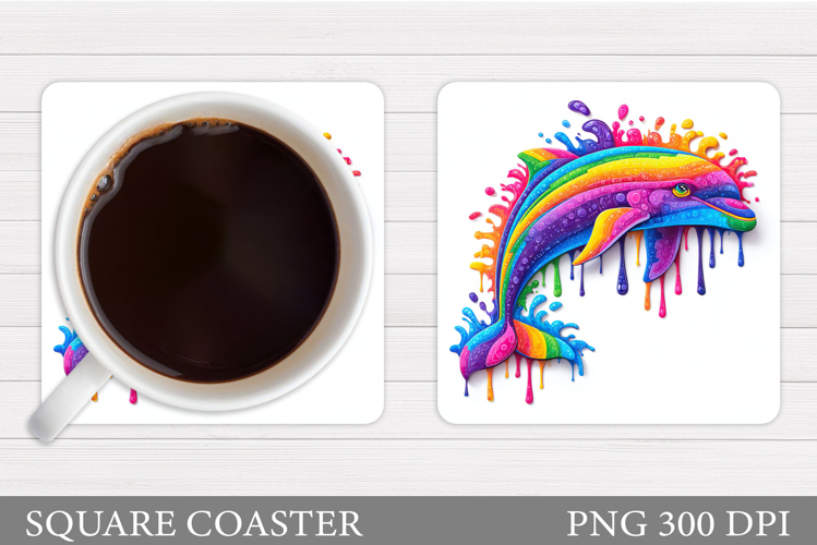 Dolphin Coaster Sublimation. Sea Coaster Design