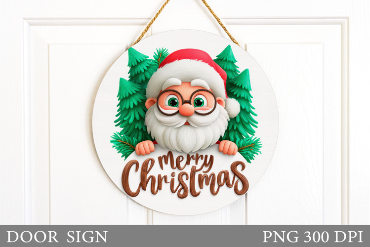Cute Santa Claus Door Sign. Christmas Door Sign Sublimation