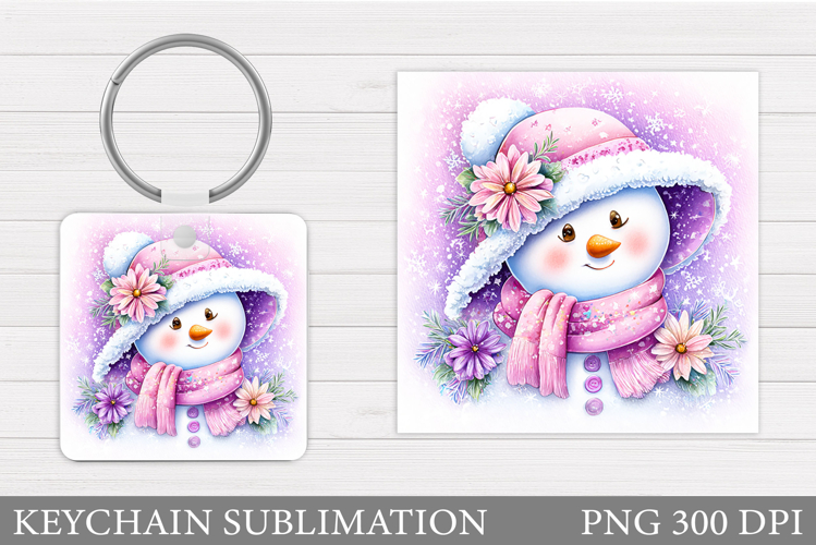 Christmas Snowman Keychain. Christmas Keychain Sublimation