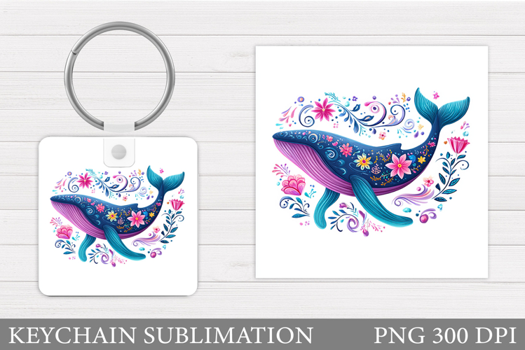 Whale Keychain Sublimation. Whale Sublimation