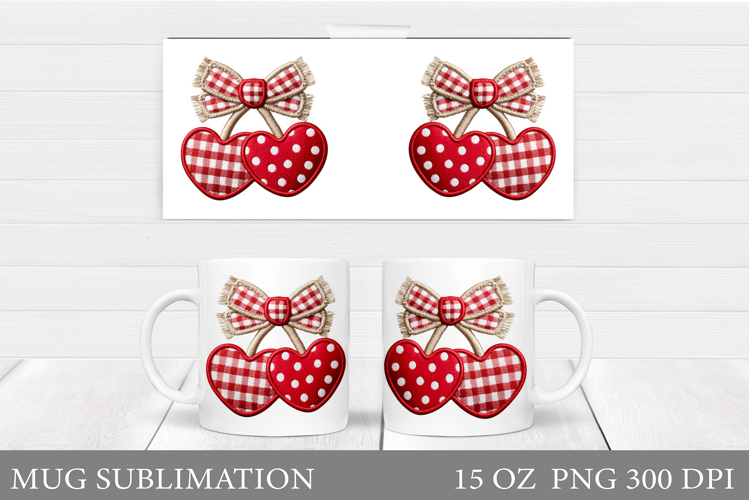 Cherry Mug Sublimation. Valentines Mug Wrap Design