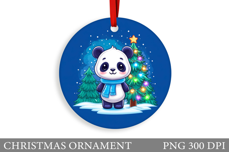 Cute Panda Christmas Ornament. Christmas Panda Sublimation