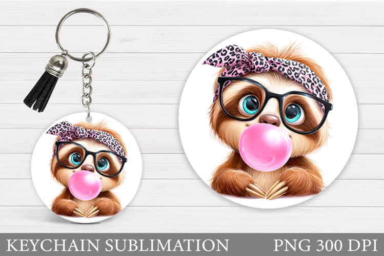 Cute Sloth Keychain Sublimation. Sloth Keychain Design