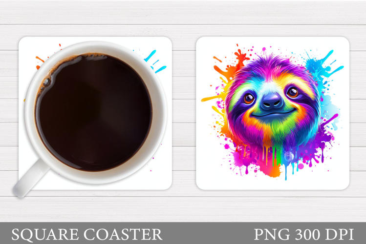 Funny Sloth Coaster Design. Cute Sloth Sublimation