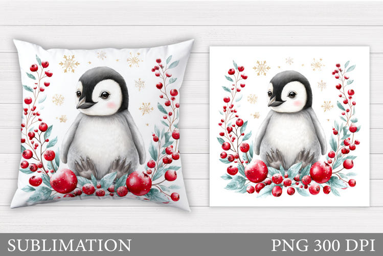 Christmas Penguin Pillow. Christmas Pillow Design