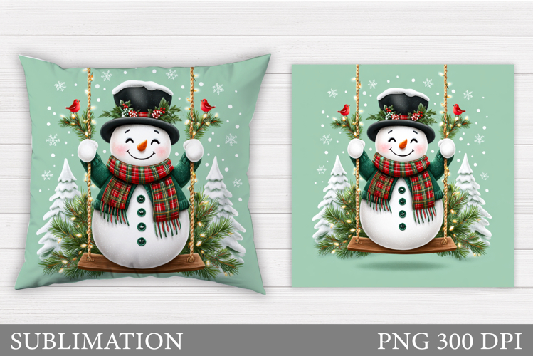 Christmas Snowman Pillow. Christmas Pillow Sublimation