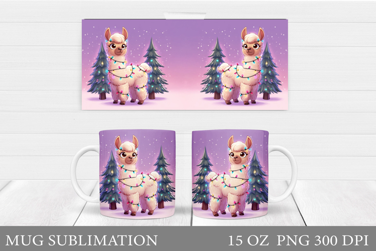 Christmas Lama Mug Design. Christmas Mug Sublimation
