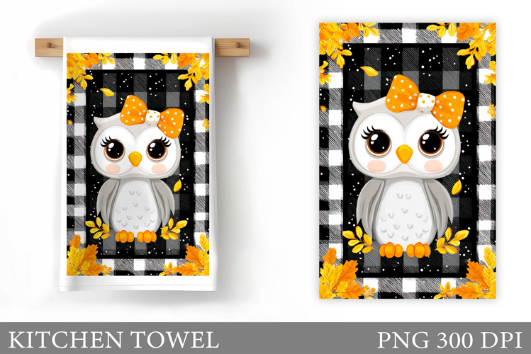 Fall Owl Kitchen Towel. Fall Kitchen Towel Sublimation