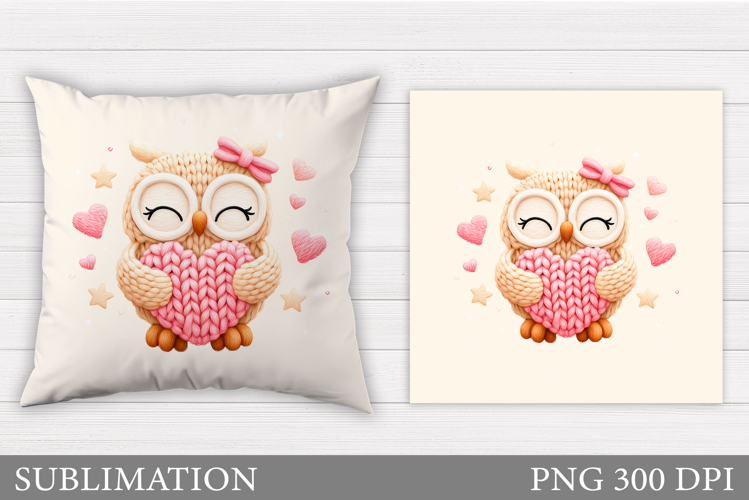 Valentines Owl Pillow Design. Valentine Pillow Sublimation