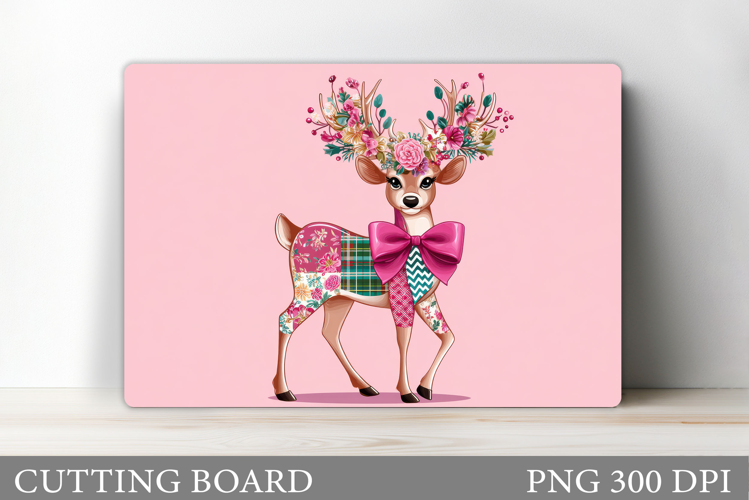 Cute Deer Cutting Board Sublimation. Christmas Cutting Board