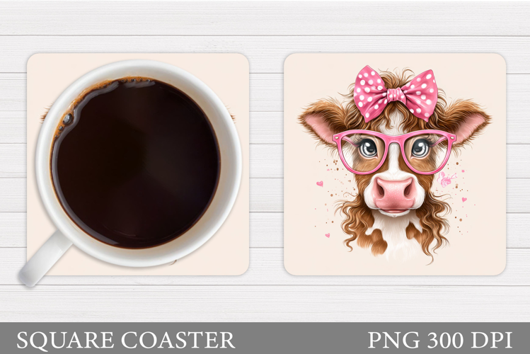 Cute Cow Coaster Design. Funny Cow Sublimation