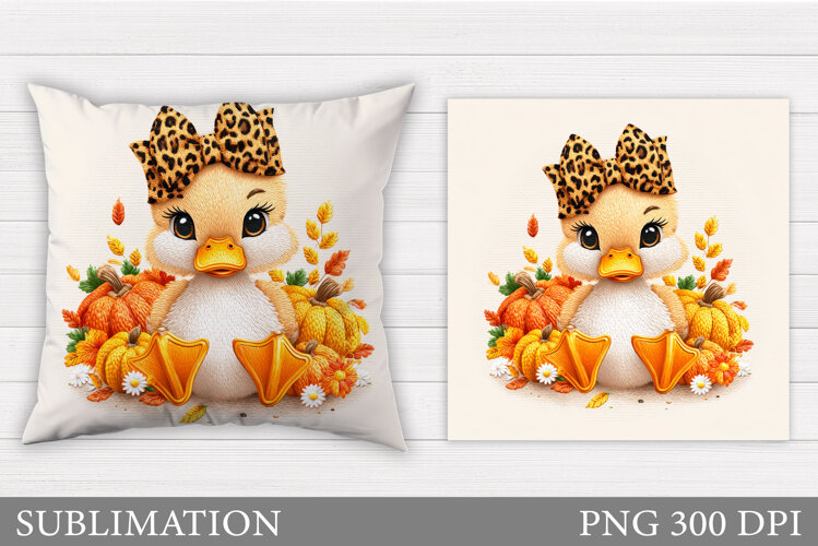 Fall Duck Pillow Design. Fall Pillow Sublimation example image 1