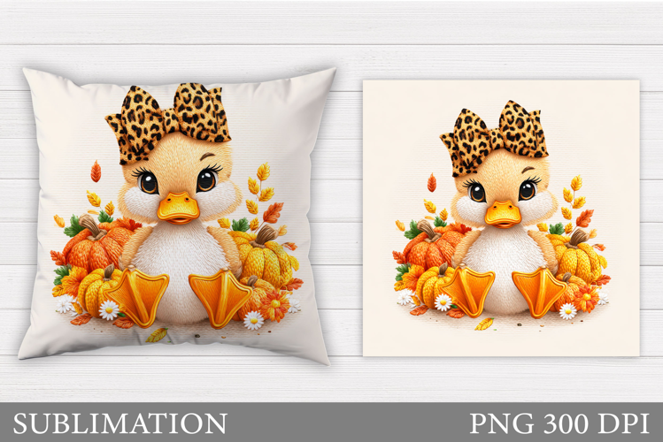 Fall Duck Pillow Design. Fall Pillow Sublimation