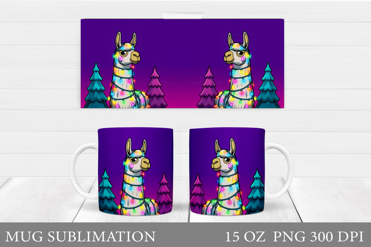 Christmas Lama Mug Design. Christmas Mug Sublimation