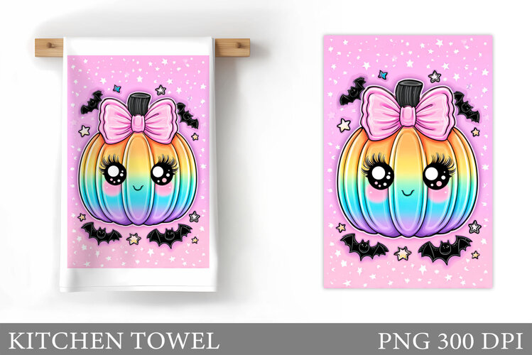 Halloween Pumpkin Kitchen Towel. Halloween Sublimation example image 1