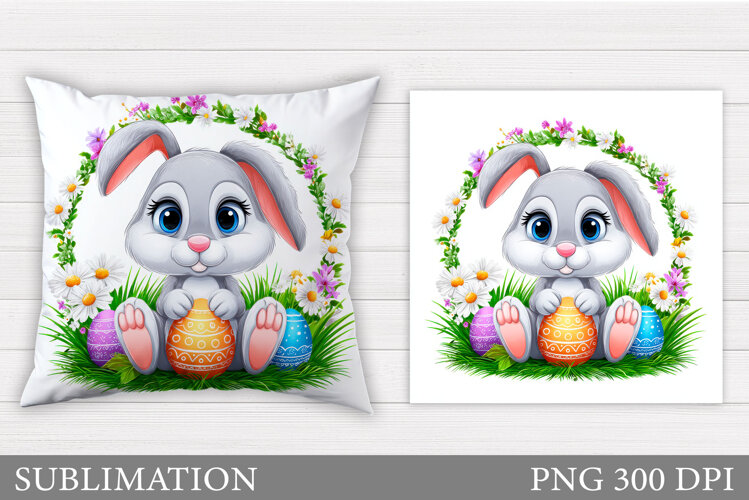 Easter Bunny Pillow Design. Easter Bunny Sublimation example image 1