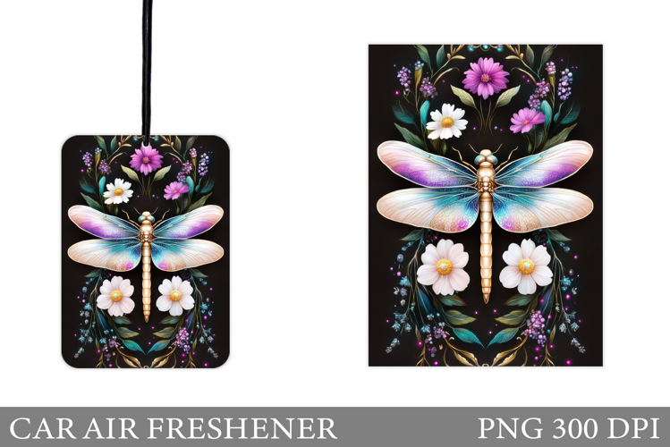 Dragonfly Car Air Freshener. Flowers Car Air Freshener