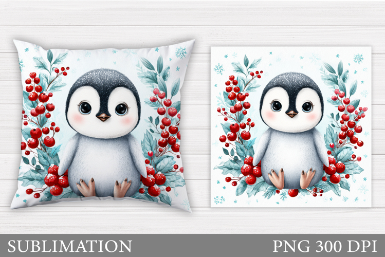 Christmas Penguin Pillow. Christmas Pillow Design