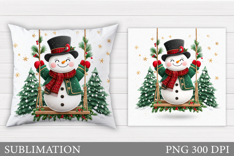 Christmas Snowman Pillow. Christmas Pillow Sublimation