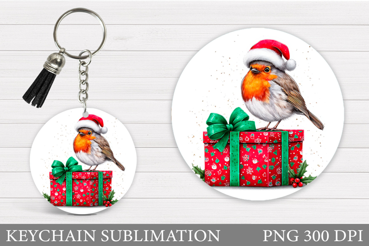 Christmas Bird Keychain. Christmas Keychain Sublimation