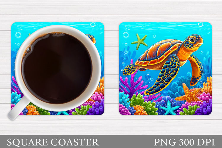 Sea Turtle Coaster Design. Summer Coaster Sublimation