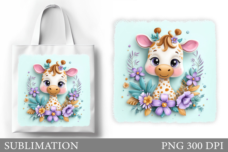 Giraffe Tote Bag Sublimation. Cute Giraffe Sublimation
