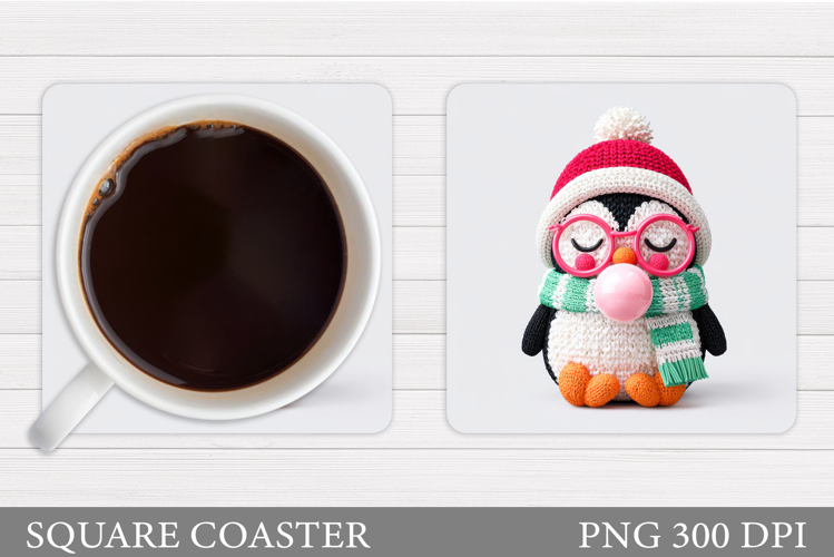 Christmas Penguin Coaster. Christmas Coaster Sublimation