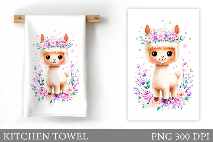 Cute Lama Kitchen Towel. Lama Flowers Kitchen Towel Design