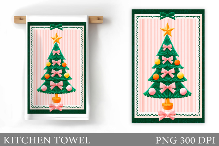 Christmas Tree Kitchen Towel. Christmas Deer Kitchen Towel