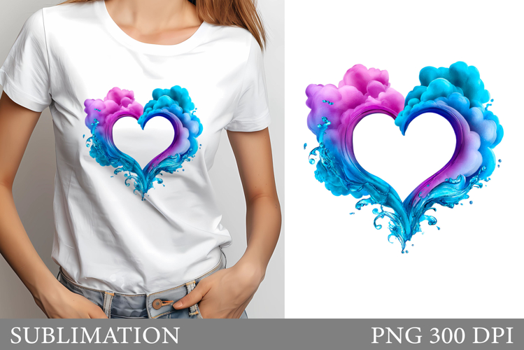 Watercolor Heart Sublimation. Heart T-Shirt Design
