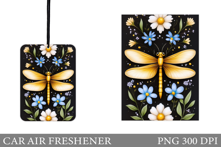 Dragonfly Car Air Freshener. Flowers Car Air Freshener