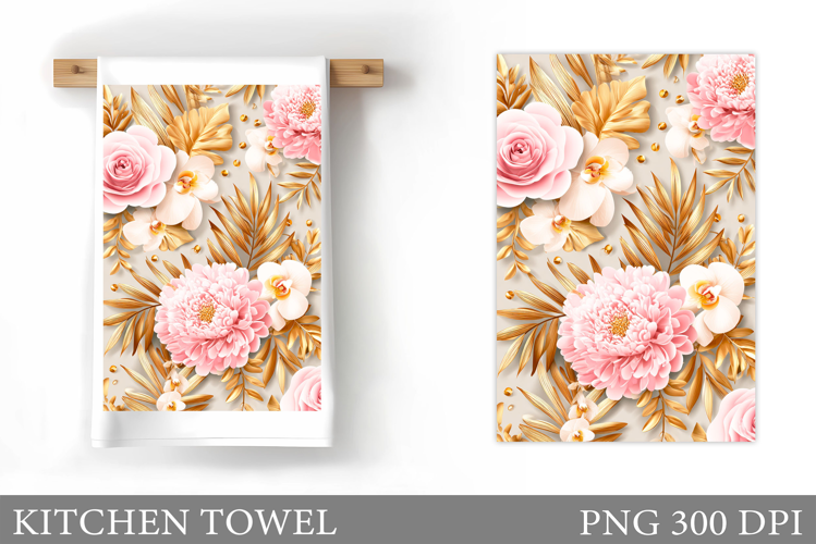 Floral Kitchen Towel Design. Flowers Kitchen Towel