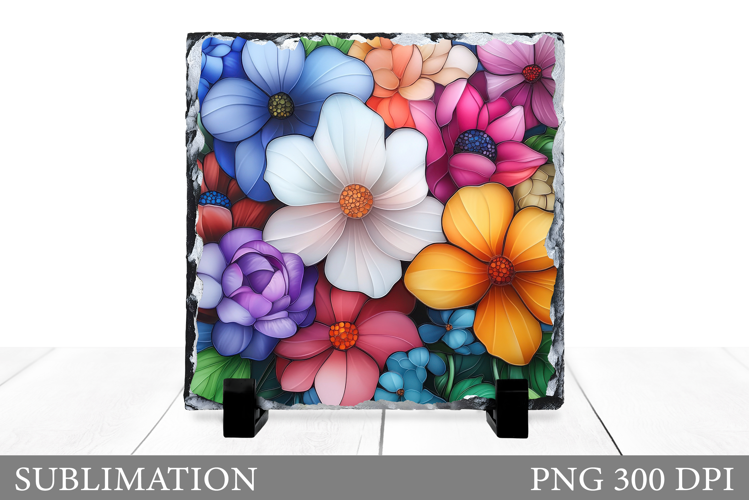 Flowers Square Sublimation. Wildflowers Slate Design