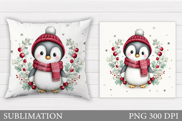 Christmas Penguin Pillow. Christmas Pillow Design