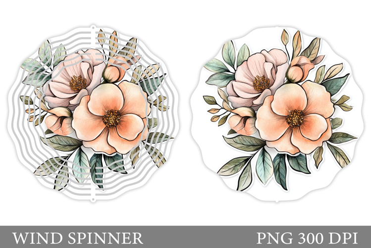 Floral Wind Spinner Sublimation. Flowers Wind Spinner Design