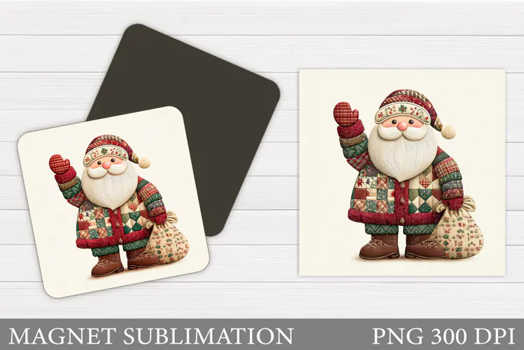 Santa Claus Magnet Design. Christmas Magnet Sublimation